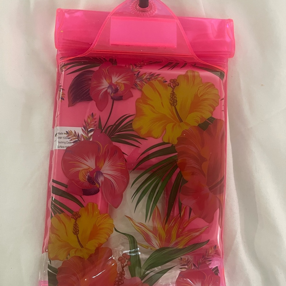 Floral Waterproof Phone Pouch - Pink